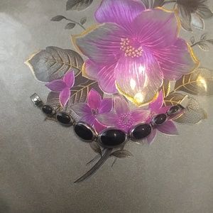Silver Bracelet With Black Gems